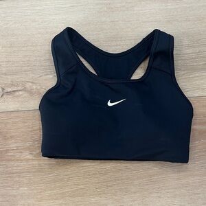 Nike Women's Black Sports Bra with White Swoosh